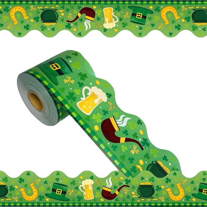 69 Feet St Patricks Day Bulletin Board Borders Lucky Shamrock Clover Rainbow by WUYUEJXI