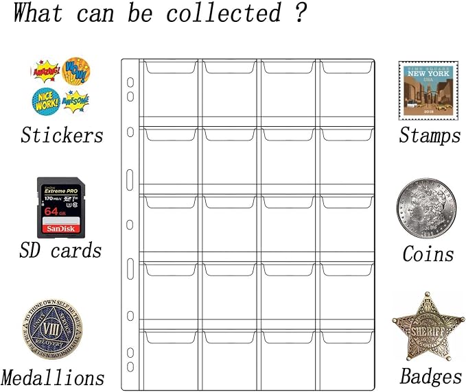 220 Pockets Coin Binder Collection Supplies Pages, Standard 9 Hole Coin - Image 5