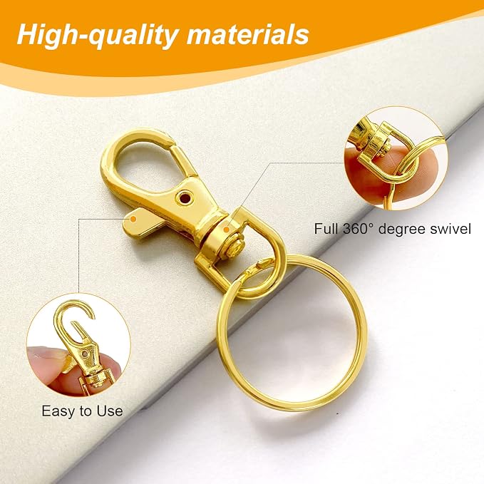 100PCS Swivel Snap Hooks with Key Rings, Premium Metal Swivel Lobster Claw - Image 4