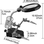 Helping Hands Magnifying Glass Soldering Station, LED Lighted 3.5X 12X Magnifier - Image 5