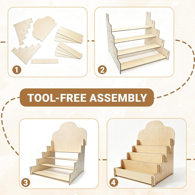 Paint Stand Compatible with Tamiya, Wooden | 4 Tier Paint Stand Rack, Model Kit - Image 6