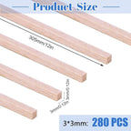 280Pcs Balsa Wood Sticks 1/8 x 1/8 x 12 inch Wood Strip Square Wooden Dowel | - Image 2