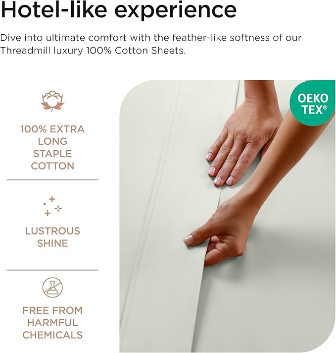 Threadmill Luxury 800 Thread Count Full Size 100% Cotton Sheets - Image 3