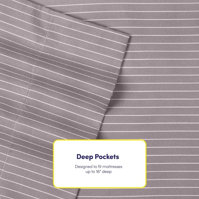 Queen Sheets Pinstripe Gray - Image 5