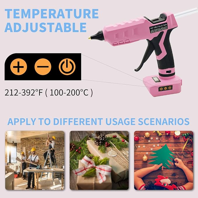 100W Cordless Glue Gun for Dewalt 20V MAX Battery- 20 Full Size Glue Sticks | - Image 4
