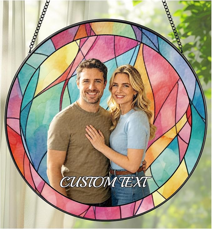Personalized Photo Stained Glass Suncatcher, Custom Photo Gifts by UNIGIFTIME