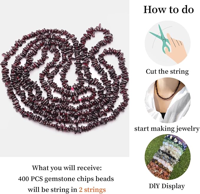 400pcs Natural Chip Stone Beads - Image 9