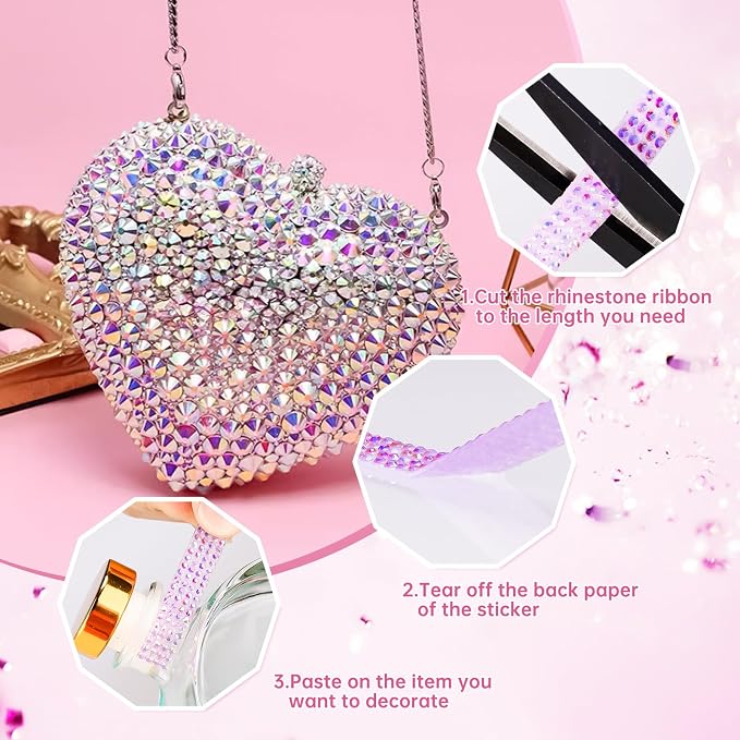 NiArt Self Adhesive Crystal Rhinestone Ribbon Set of 12 Colors, 12 Yards of - Image 3