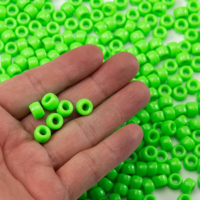 Gxueshan 1000 Pcs Acrylic Brilliant Green Pony Beads 6x9mm Bulk - Image 3