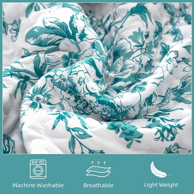 WONGS BEDDING Quilt King Size, Teal Quilt Bedding Set - Image 6