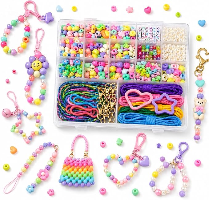 828Pcs DIY Beaded Keychain Making Kit, Bag Charm Making Kit | A-Z Alphabet Beads by Unknown
