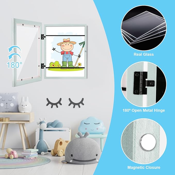 Kids Art Frames, 8.5x11 Front Opening Kids Artwork Frames Changeable, Pale - Image 6