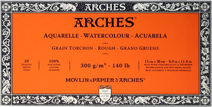 Arches Watercolor Paper Block, 5.9" x 11.8", 140 pound by ARCHES