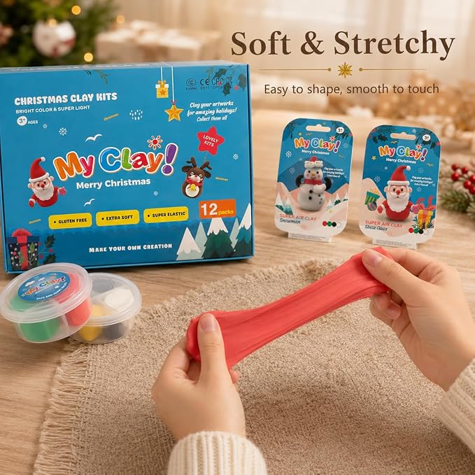 Air Dry Clay for Kids, 12 Christmas Modeling Clay DIY Model Magic Clay Kit - Image 6