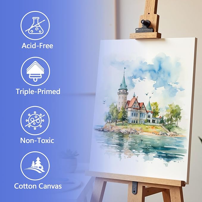 FUMILE 12x16 Canvas for Painting Stretched, 12 Pack Canvases for Painting-5/8 - Image 4