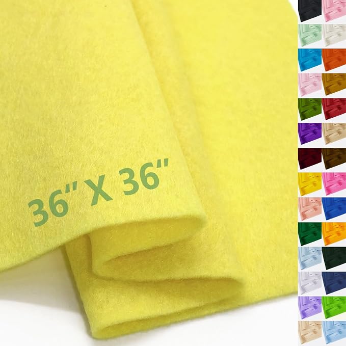 Lemon Yellow Felt Fabric 36" X 36", 1.6mm Thick Soft and Durable Flexible Craft by FANOMMI