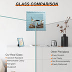 4x4 Picture Frame with Mat for 3x3, Wavy Edge Wooden Real Glass Photo Frame for - Image 2