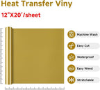RENLITONG Dark Yellow Iron on Vinyl 12Inch by 20ft Roll Heat Transfer Vinyl - Image 2