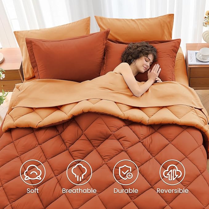 MUXHOMO 5 Pieces Twin XL Comforter Set, Reversible Bed in a Bag Twin XL Size - Image 6