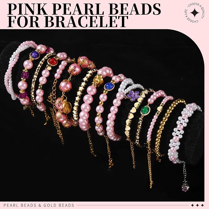LEOBRO Pearl Beads for Bracelets, Friendship Bracelet Kit, Crafts & DIY Jewelry - Image 2
