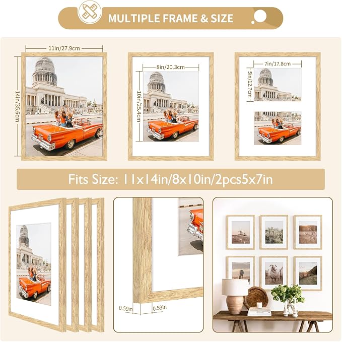 ATOBART 11x14 Picture Frame Set of 4, 8x10 - Image 2