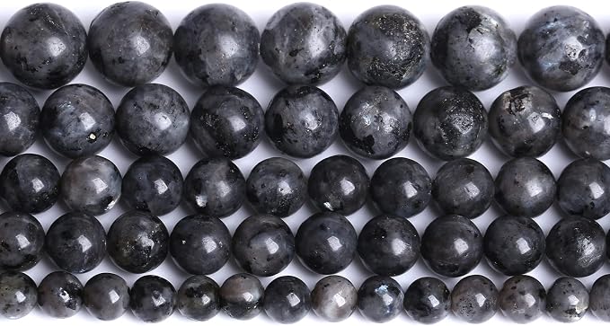 4mm 90pcs Natural Black Labradorite Stone Beads Round Larvikite Beads by NaturalStoneBeads