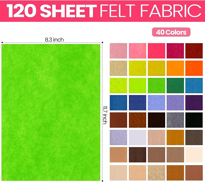 Reginary 120 Pcs 8 x 12 Inch & 8 x 35 Inch Felt Sheets Bulk - Image 3