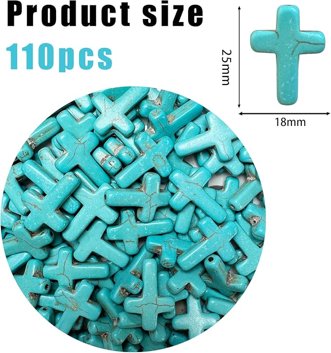 Turquoise Cross Beads for Bracelet Making - Image 2