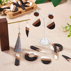 FASHEWELRY 20Pcs Resin Wood Earring Charms Wooden Earring Blanks Vintage - Image 2