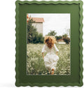 11x14 Picture Frame with Mat for 8x10, Wavy Edge Wooden Real Glass Photo Frame by THKRLOF