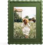 11x14 Picture Frame with Mat for 8x10, Wavy Edge Wooden Real Glass Photo Frame by THKRLOF