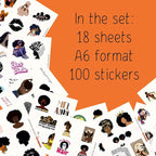BulbaCraft 100Pcs Black Girl Stickers - Image 2