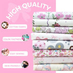 Aubliss 8pcs Fat Quarter Fabric Bundles Quilting Cotton Craft Fabric Pre-Cut - Image 3