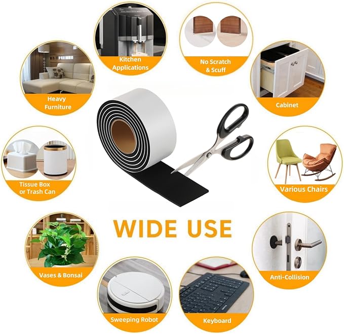 Felt Strips with Adhesive Backing – Furnigear Heavy Duty Cuttable Felt Tape - Image 3