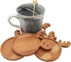 4PCS Mosaic Bamboo Coasters for Crafts, Blank Base Trays, Drinking Cup Coaster - Image 4