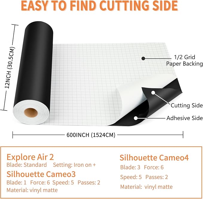 Matte Black Permanent Vinyl, Lya Vinyl Matte Black 12" x 50Ft Permanent - Image 2