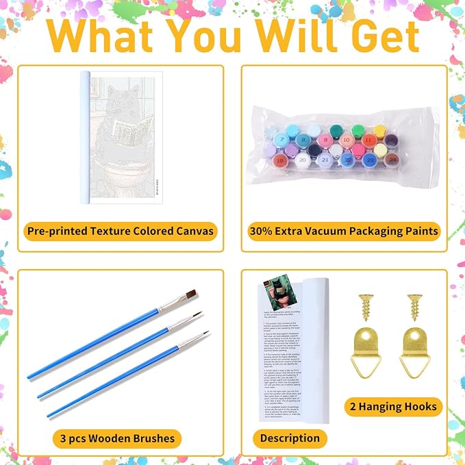 Paint by Numbers for Adult, Cat Paint by Numbers Kit for Adults Beginners - Image 4