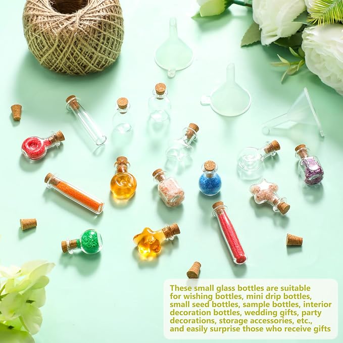 Geiserailie 50 Pieces Small Tiny Glass Spell Jars Bottle - Image 5