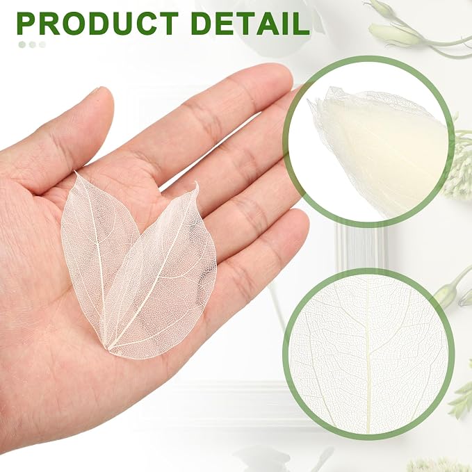 uxcell 100 Pcs White Skeleton Leaves - Image 3