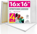 PHOENIX Stretched Canvas for Painting 16x16 Inch/4 Value Pack, 8 Oz Triple by PHOENIX