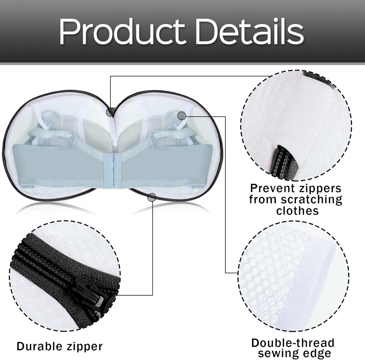 Shappy 6 Pieces Bra Washing Bag for Laundry Mesh Wash Lingerie Underwear Brassiere Washing Bags with Zipper for Women Laundry Storage(7.87 Inch,Black)