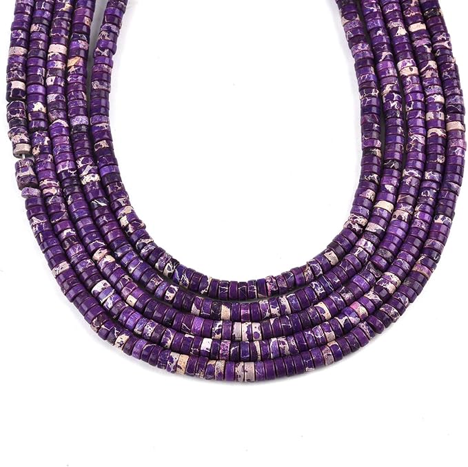 190pcs 4x2mm Purple Natural Sea Sediment Imperial Jasper Heishi Disc Rondelle - Image 2