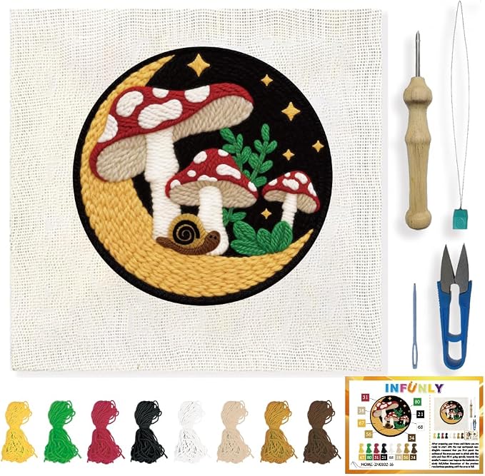 INFUNLY Moon Mushrooms Punch Needle Kit by INFUNLY