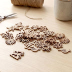 100 PCS Unfinished Wood Crafts Wood Slice Leaf Bird Flowers Butterfly Pattern - Image 6