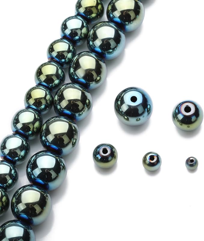 Zenkeeper 108Pcs Green Hematite Stones Beads Spacer Loose Beads Bulk - Image 4