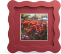 4x4 Picture Frame with Mat for 3x3, Wavy Edge Wooden Real Glass Photo Frame for by THKRLOF