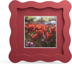 4x4 Picture Frame with Mat for 3x3, Wavy Edge Wooden Real Glass Photo Frame for by THKRLOF