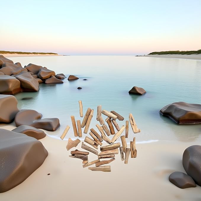 20 Pcs Natural Driftwood Pieces Branch Slices Craft Sticks Beach Decor - Image 4