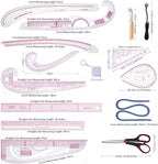 HLZC French Curve Ruler for Pattern Making, 15 Pieces Clear Sewing Ruler Set - Image 6