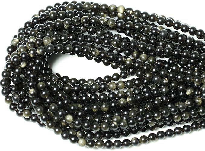 60PCS 6mm Natural Golden Obsidian Gemstone Round Loose Beads Crystal Energy by CHEAVIAN